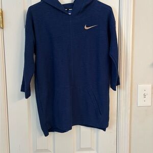 Nike Women's Yoga Dri-Fit Navy Hoodie with Rainbow Swoosh